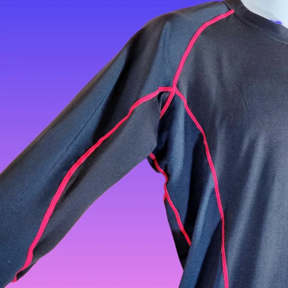 [Rare] TSLA Men's Black Red Long Sleeve Crew Neck Fitted Compression Shirt - Picture 4 of 6